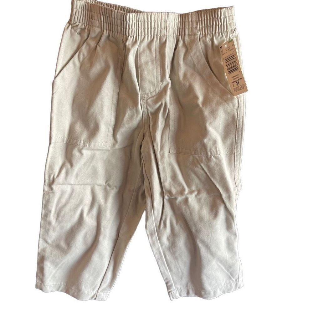 WonderKids light tan cream elastic waist pants bottoms kids NEW NWT 3T khakis